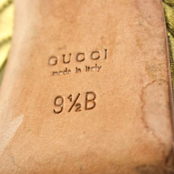 GUCCI: Antique Gold, Leather & "Horsebit" Heels - Picture 10 of 10